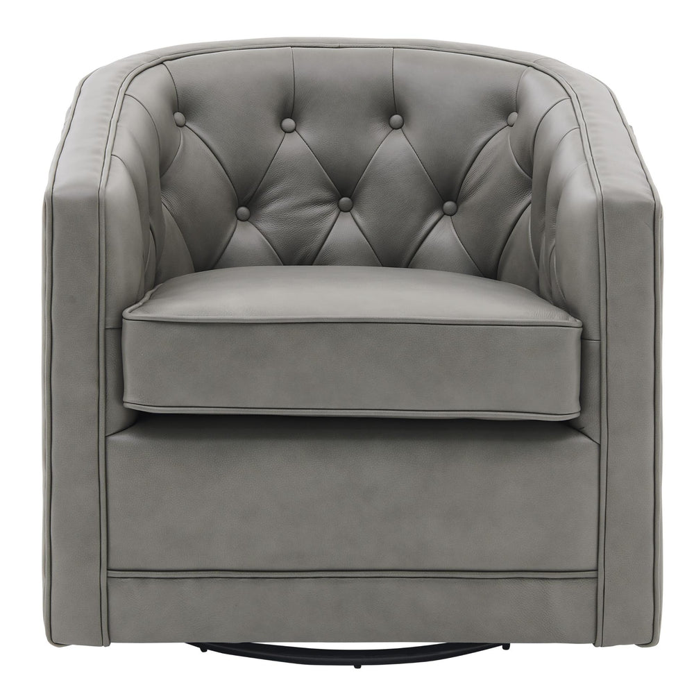 Walsh Top Grain Leather Swivel Accent Arm Chair - Garrett Gray - view 5