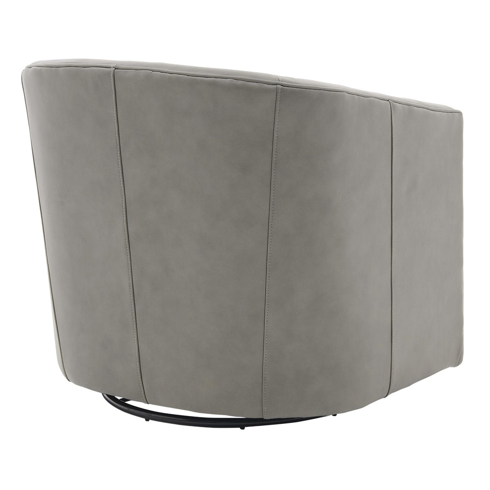 Walsh Top Grain Leather Swivel Accent Arm Chair - Garrett Gray - view 8