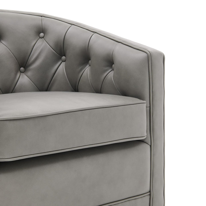Walsh Top Grain Leather Swivel Accent Arm Chair - Garrett Gray - view 9