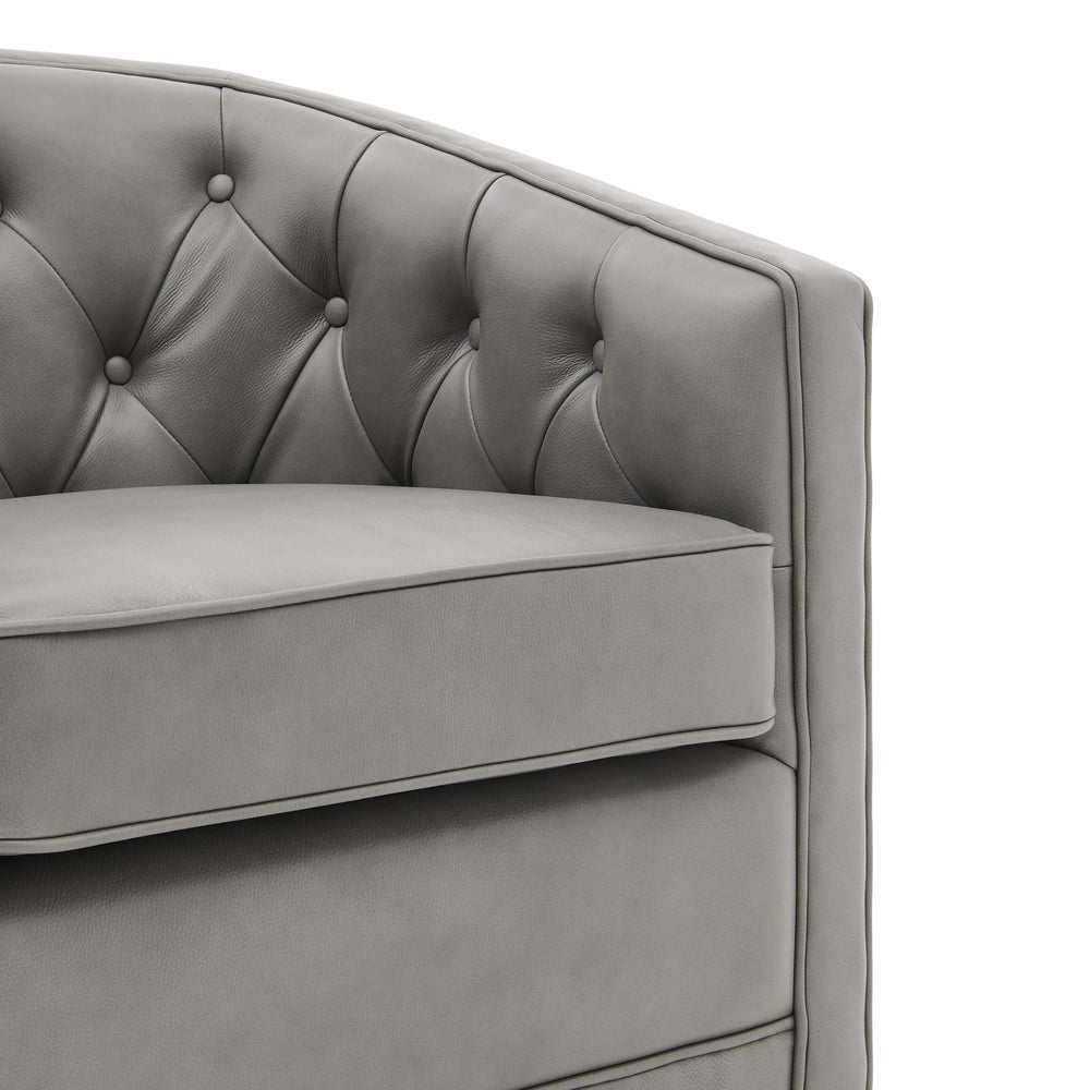 Walsh Top Grain Leather Swivel Accent Arm Chair - Garrett Gray - view 9