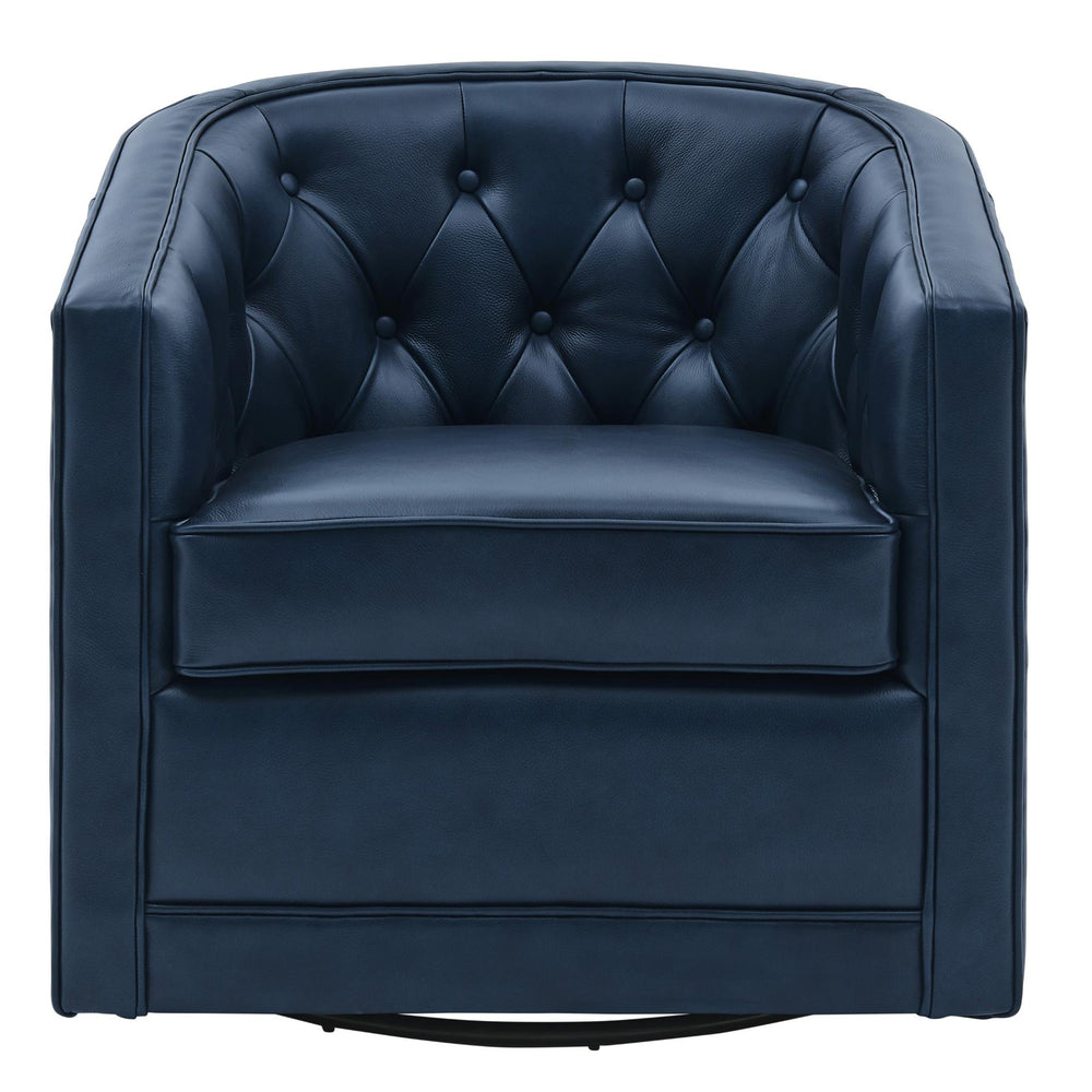 Walsh Top Grain Leather Swivel Accent Arm Chair - Garrett Blue - view 5