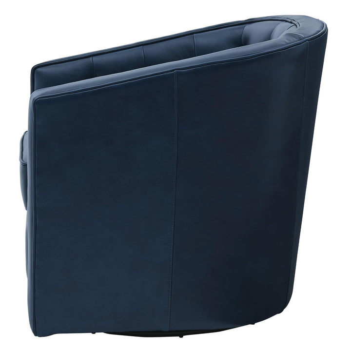 Walsh Top Grain Leather Swivel Accent Arm Chair - Garrett Blue - view 6