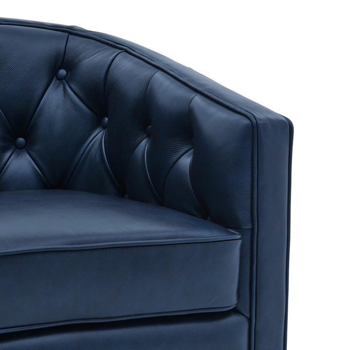 Walsh Top Grain Leather Swivel Accent Arm Chair - Garrett Blue - view 9