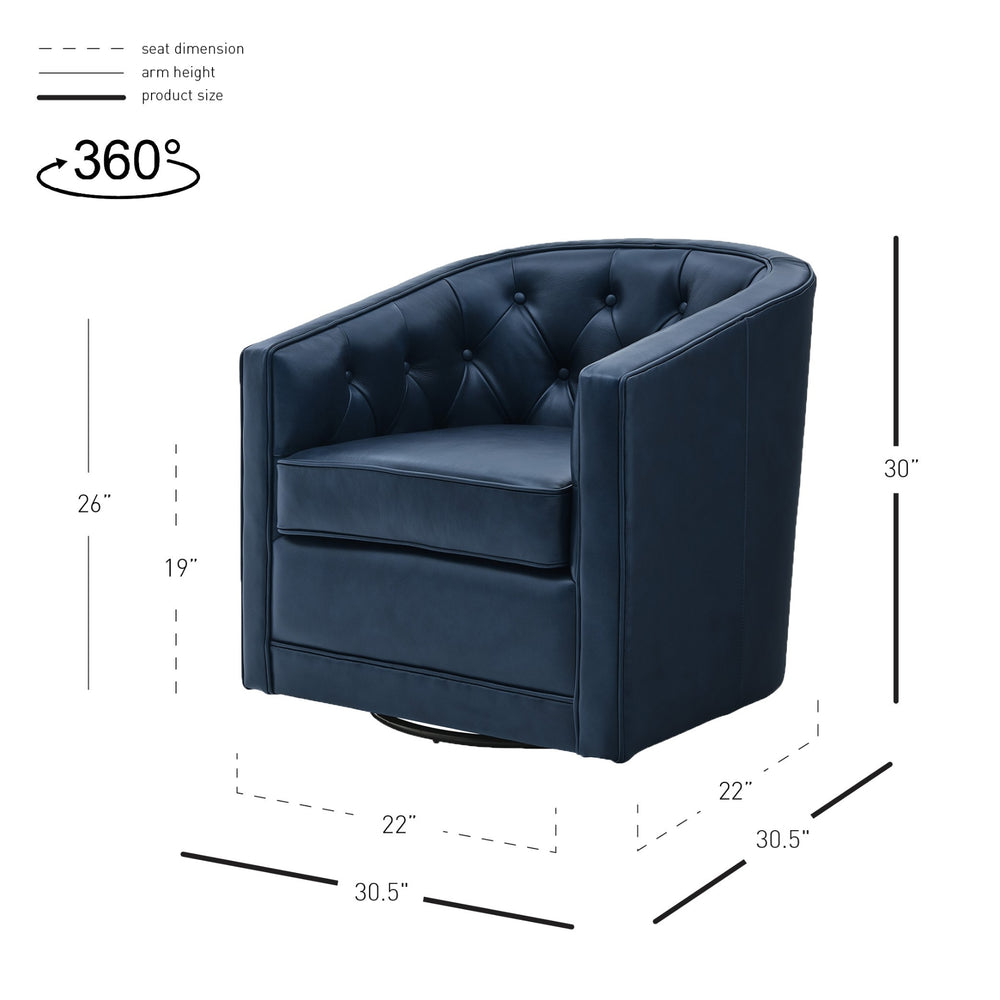 Walsh Top Grain Leather Swivel Accent Arm Chair - Garrett Blue - view 2
