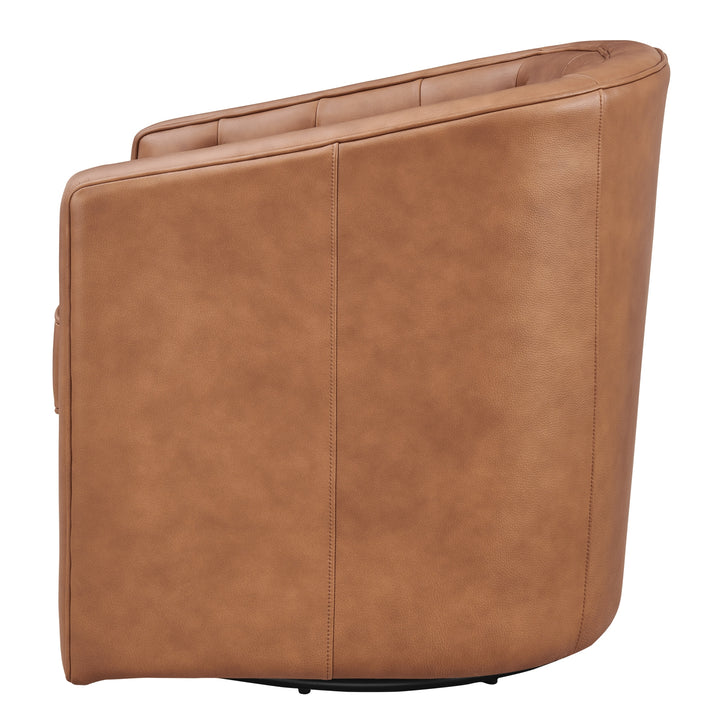 Walsh Top Grain Leather Swivel Accent Arm Chair - Garrett Caramel - view 3