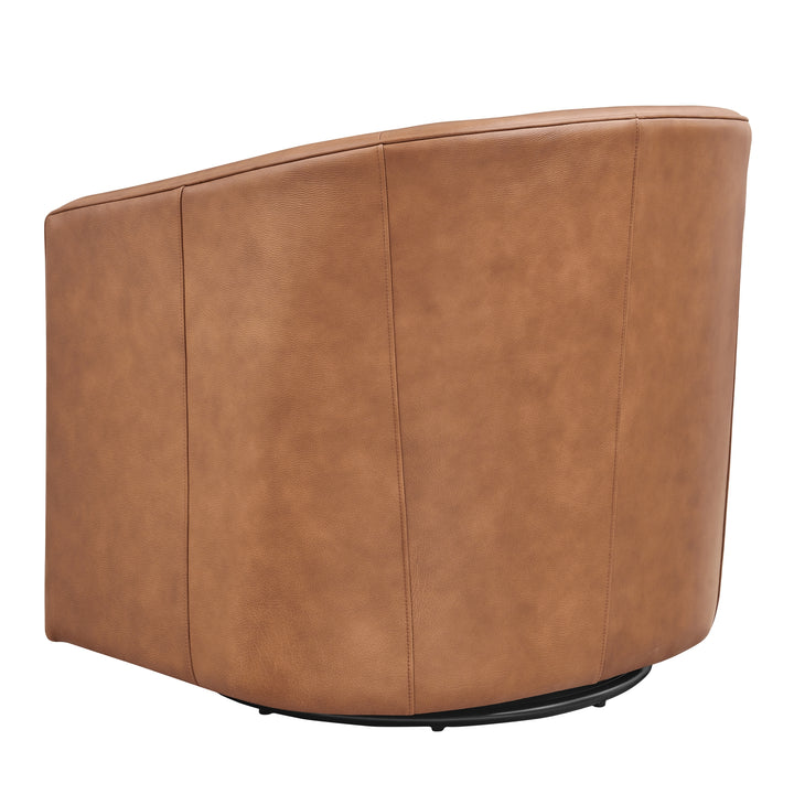 Walsh Top Grain Leather Swivel Accent Arm Chair - Garrett Caramel - view 4