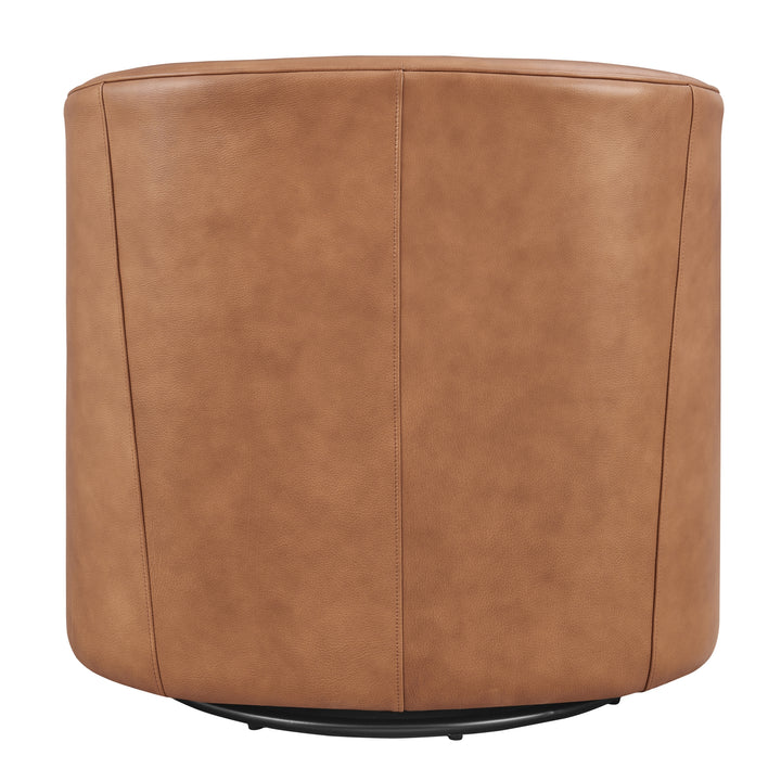 Walsh Top Grain Leather Swivel Accent Arm Chair - Garrett Caramel - view 5