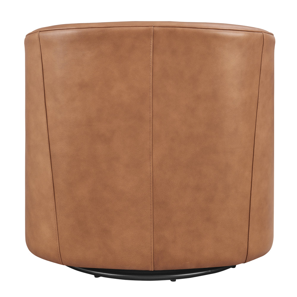 Walsh Top Grain Leather Swivel Accent Arm Chair - Garrett Caramel - view 5
