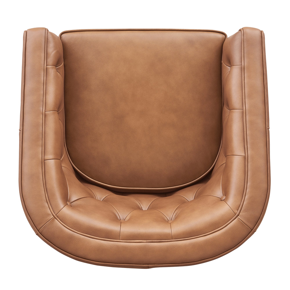 Walsh Top Grain Leather Swivel Accent Arm Chair - Garrett Caramel - view 6
