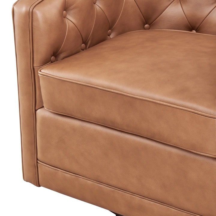 Walsh Top Grain Leather Swivel Accent Arm Chair - Garrett Caramel - view 8