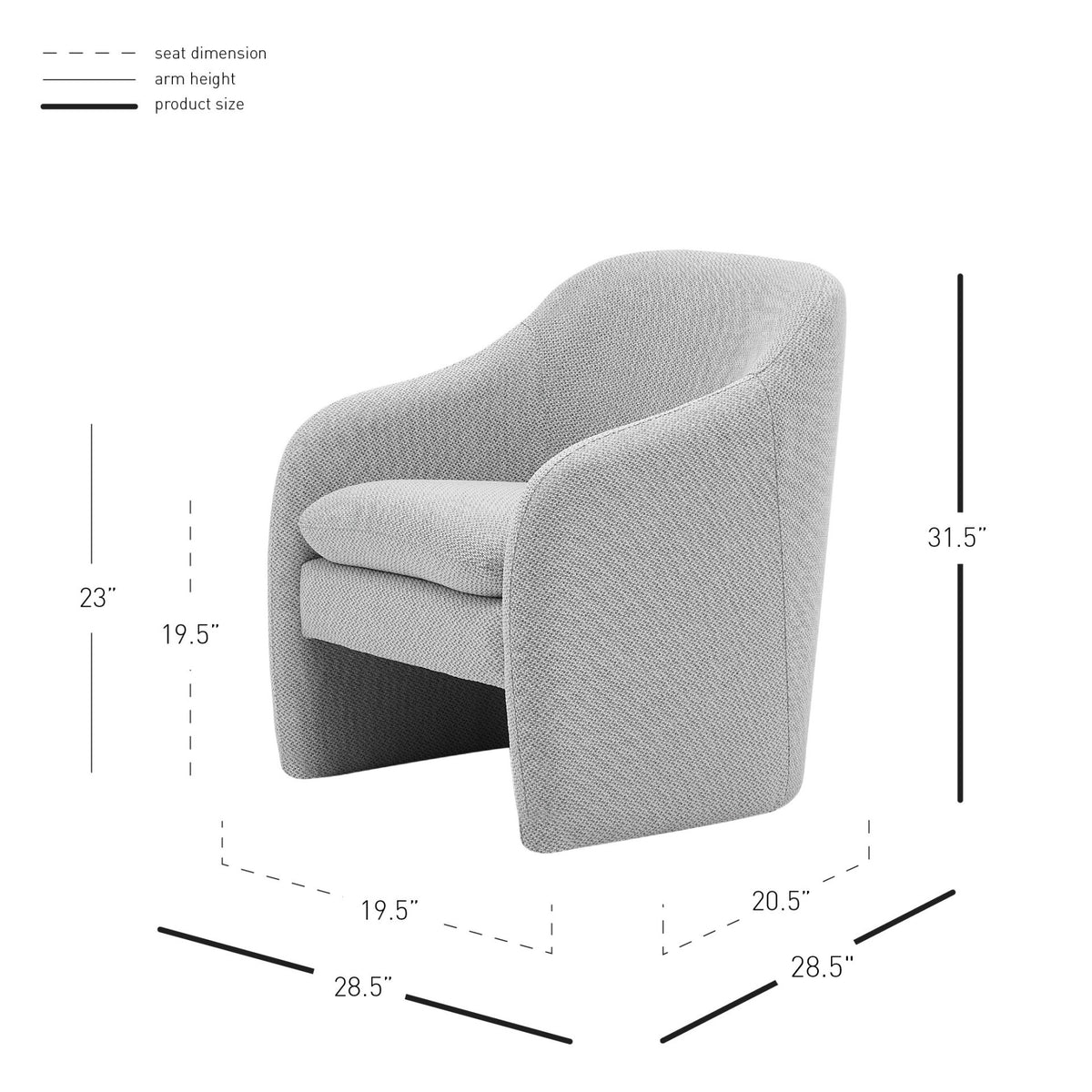 Zella Fabric Accent Arm Chair - Cardiff Gray