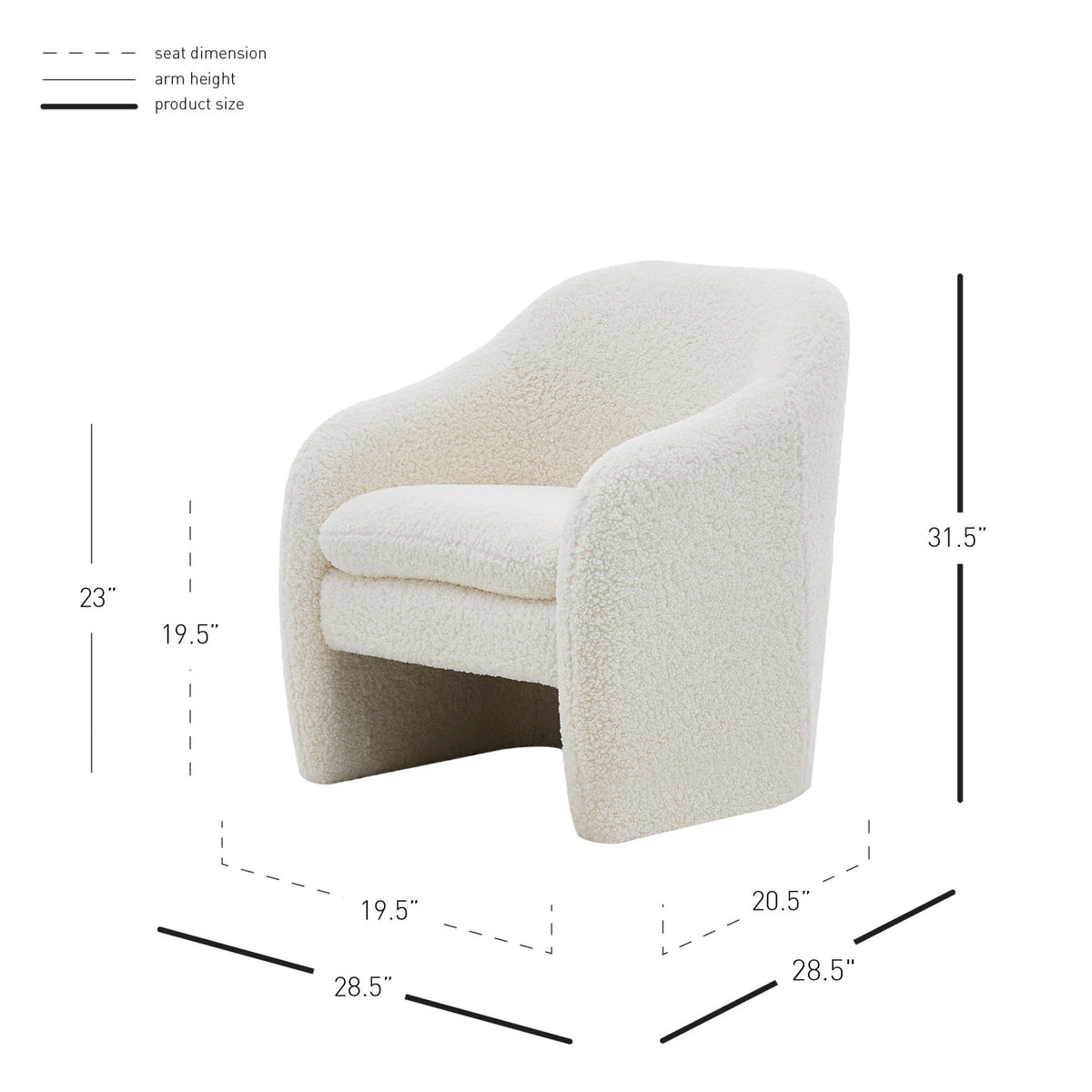 Zella Faux Shearling Accent Arm Chair - Shearling Beige
