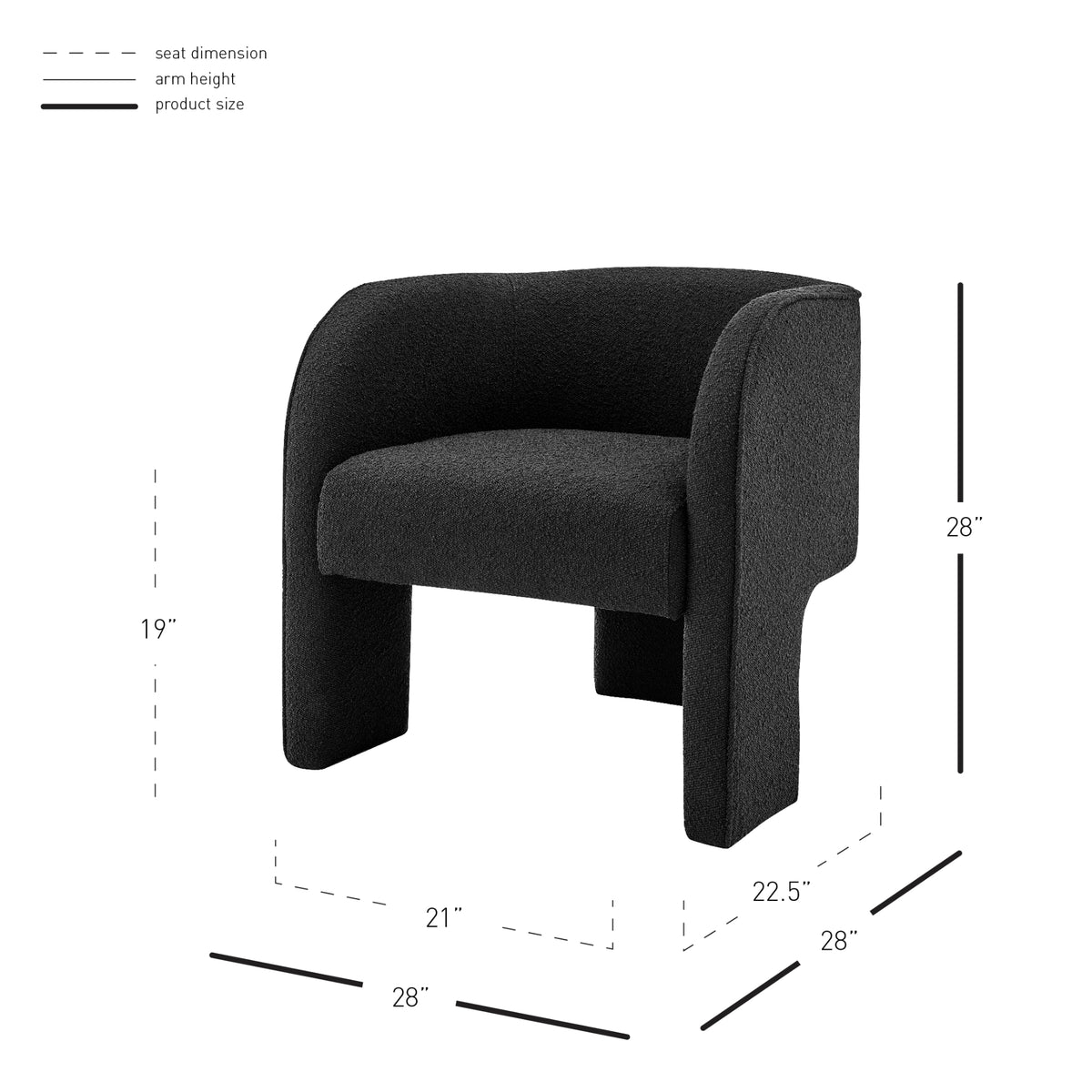 Matteo Boucle Accent Arm Chair - Boucle Black - view 2