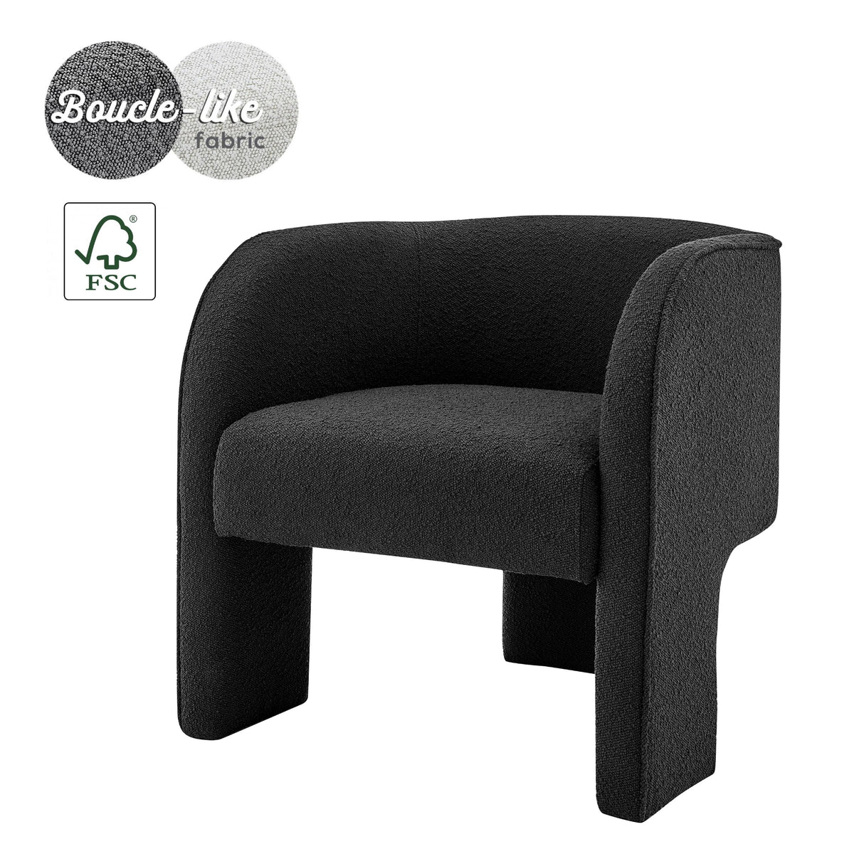 Matteo Boucle Accent Arm Chair - Boucle Black