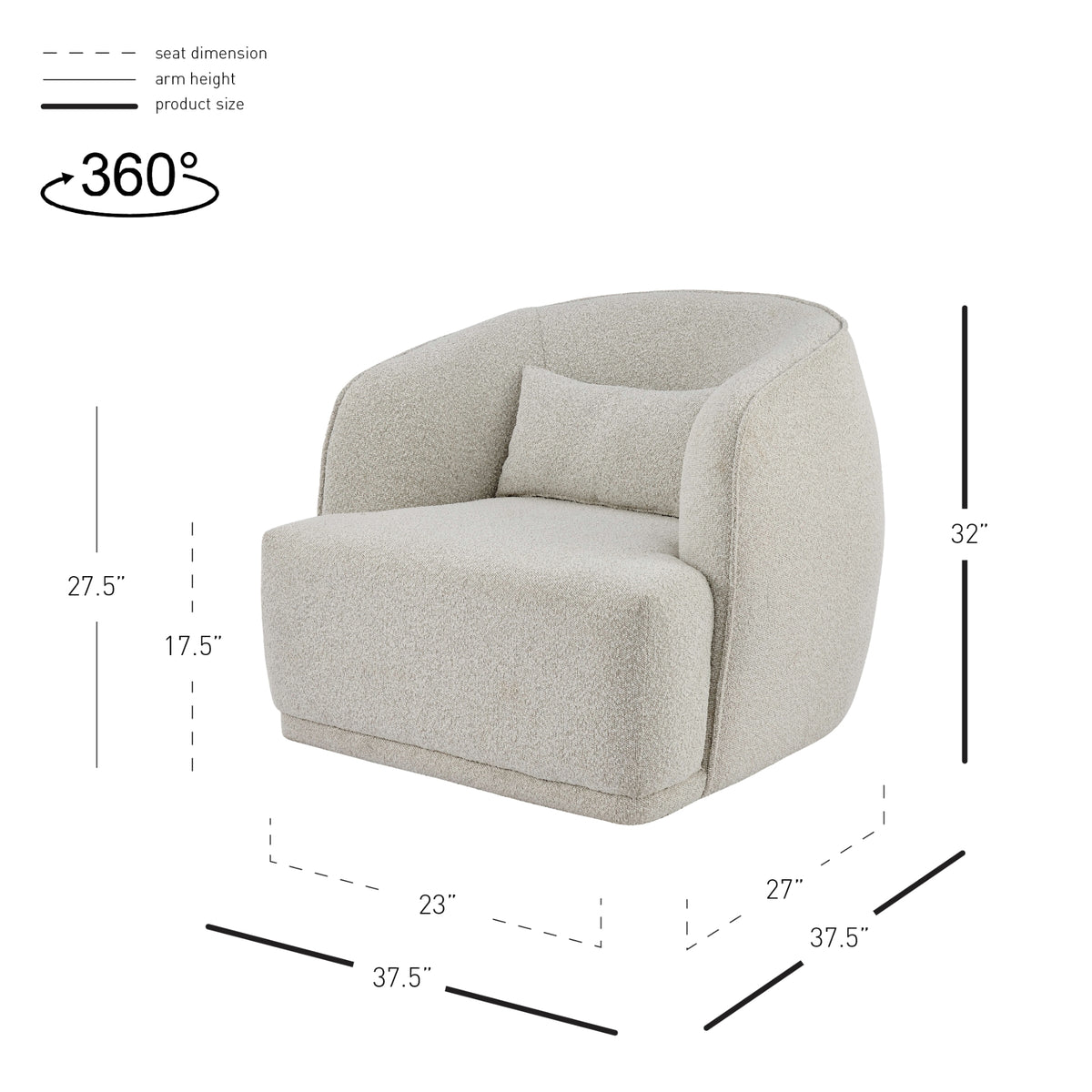 Steward Boucle Swivel Accent Chair - Boucle Beige - view 2