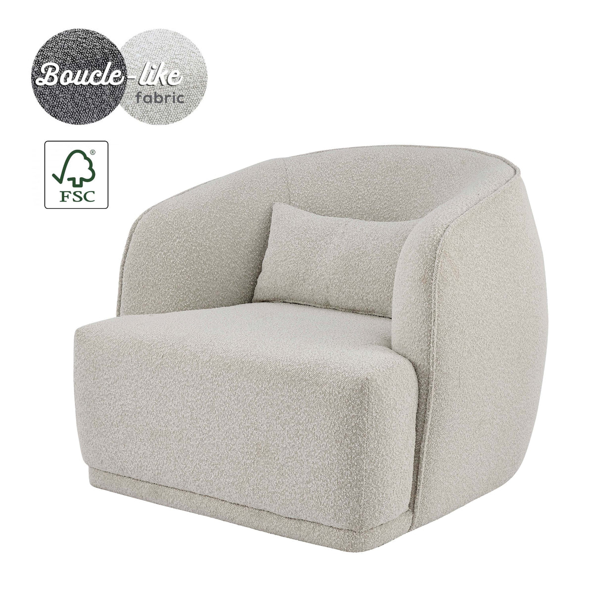 Steward Boucle Swivel Accent Chair - Boucle Beige