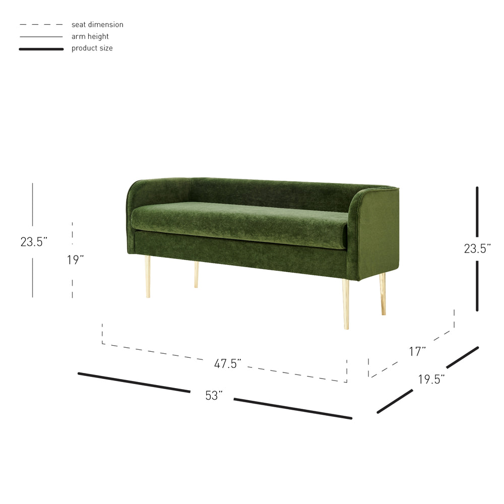 Marsha Velvet Bench - Dainty Green