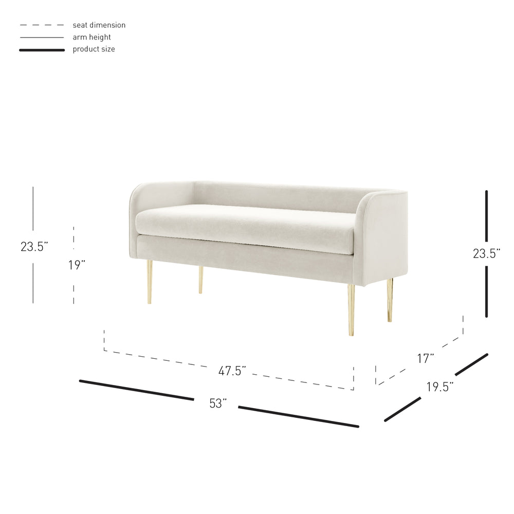 Marsha Velvet Bench - Dainty Cream