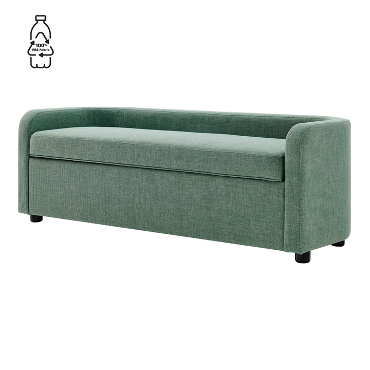 Wendy Linen Storage Bench - Meridien Sea Green