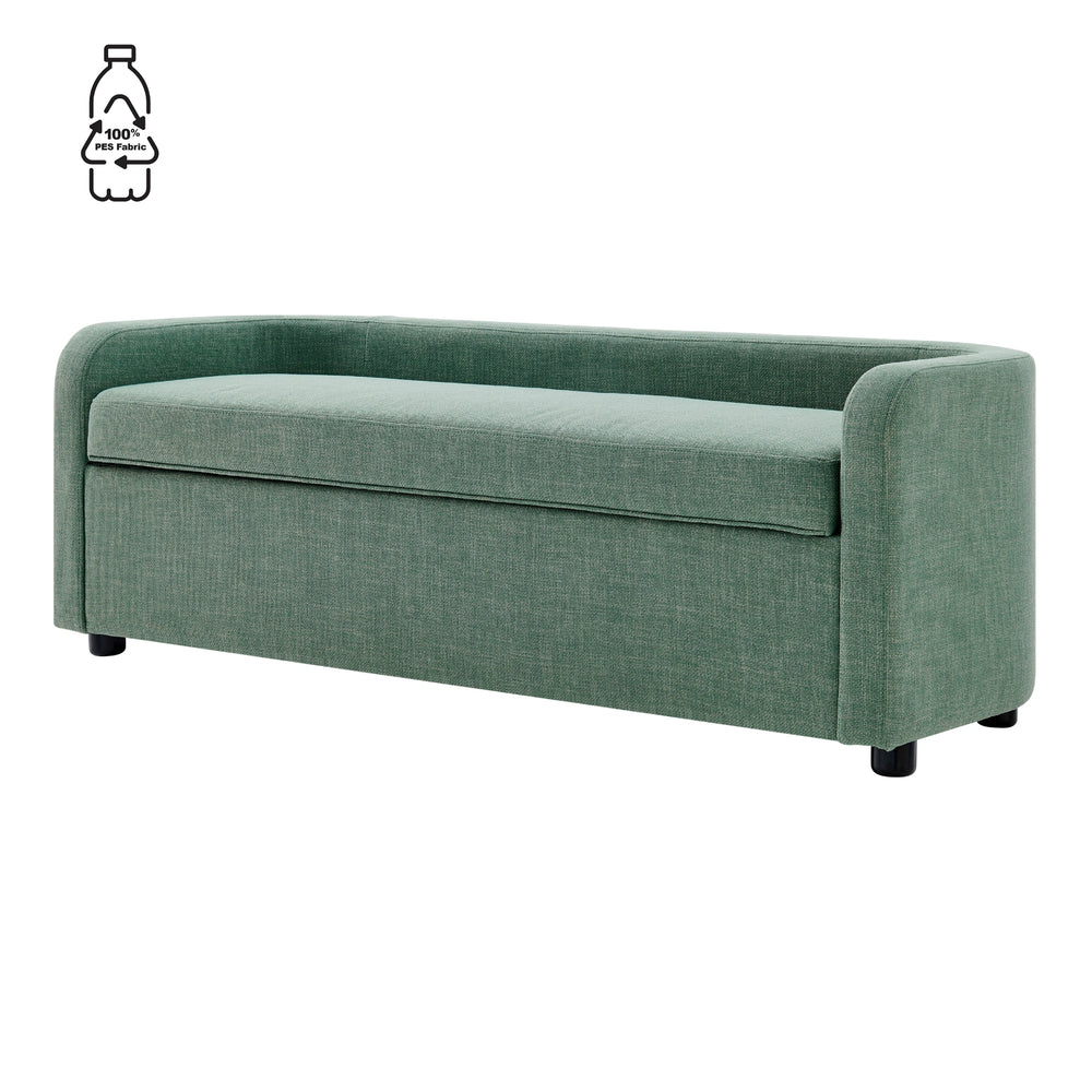 Wendy Linen Storage Bench - Meridien Sea Green