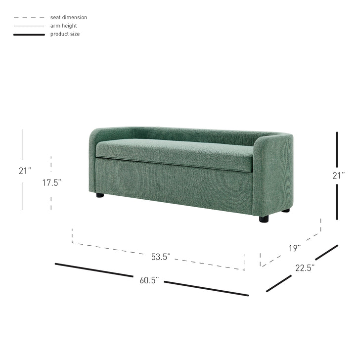 Wendy Linen Storage Bench - Meridien Sea Green - view 2