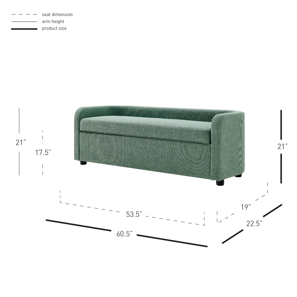 Wendy Linen Storage Bench - Meridien Sea Green - view 2