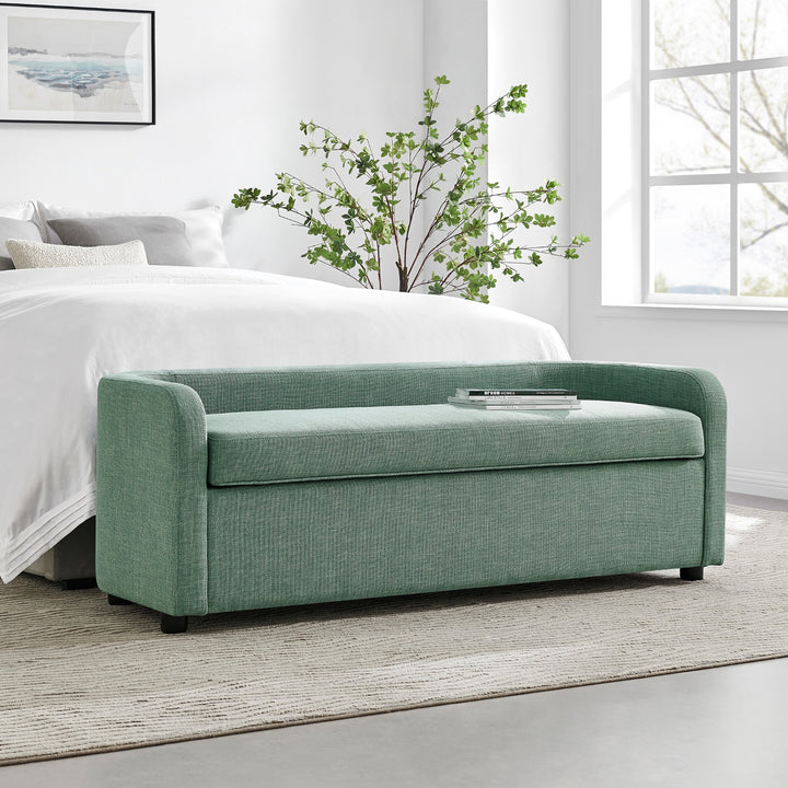 Wendy Linen Storage Bench - Meridien Sea Green - view 3