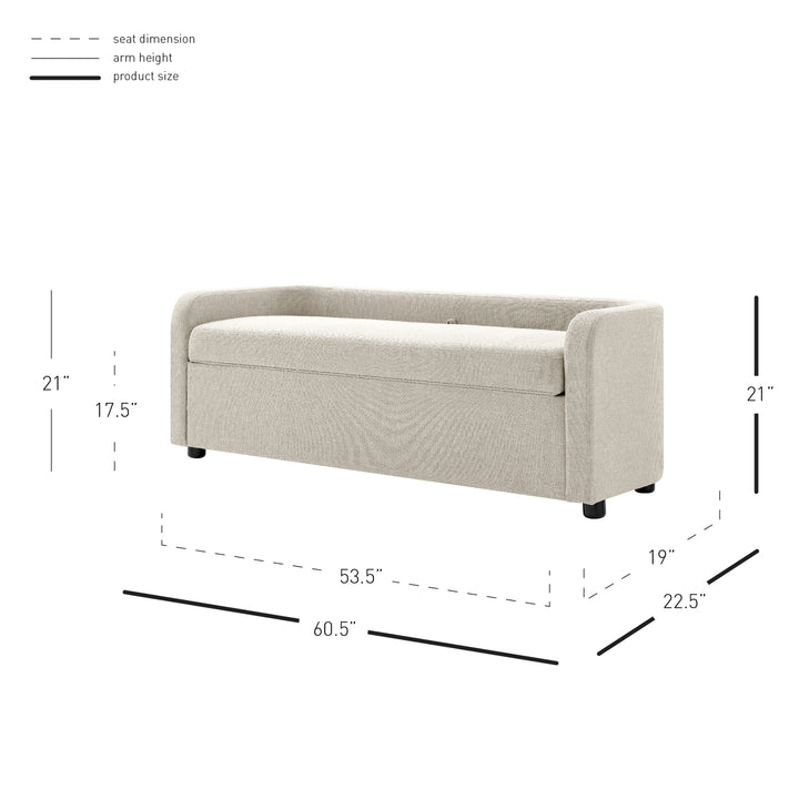 Wendy Linen Storage Bench - Meridien Cream - view 2