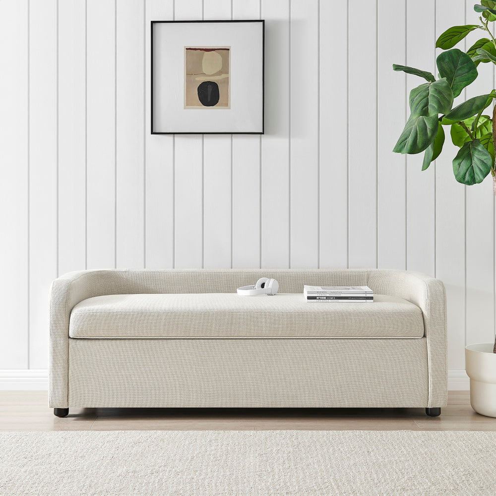 Wendy Linen Storage Bench - Meridien Cream - view 3