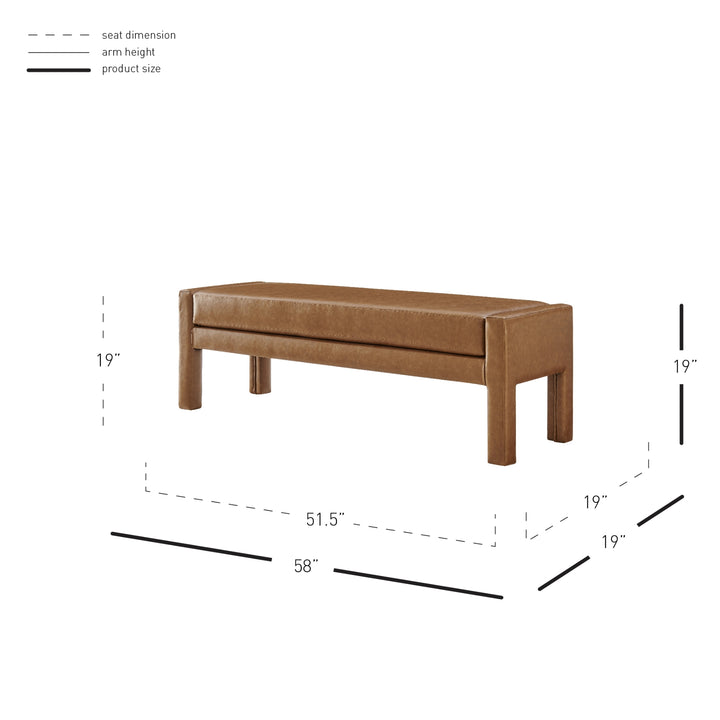 Lucca Faux Leather Bench - Vintage Cider