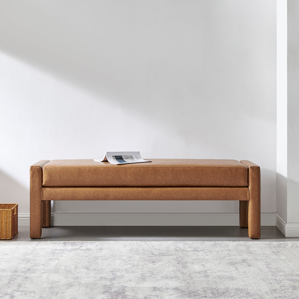 Lucca Faux Leather Bench - Vintage Cider - view 2
