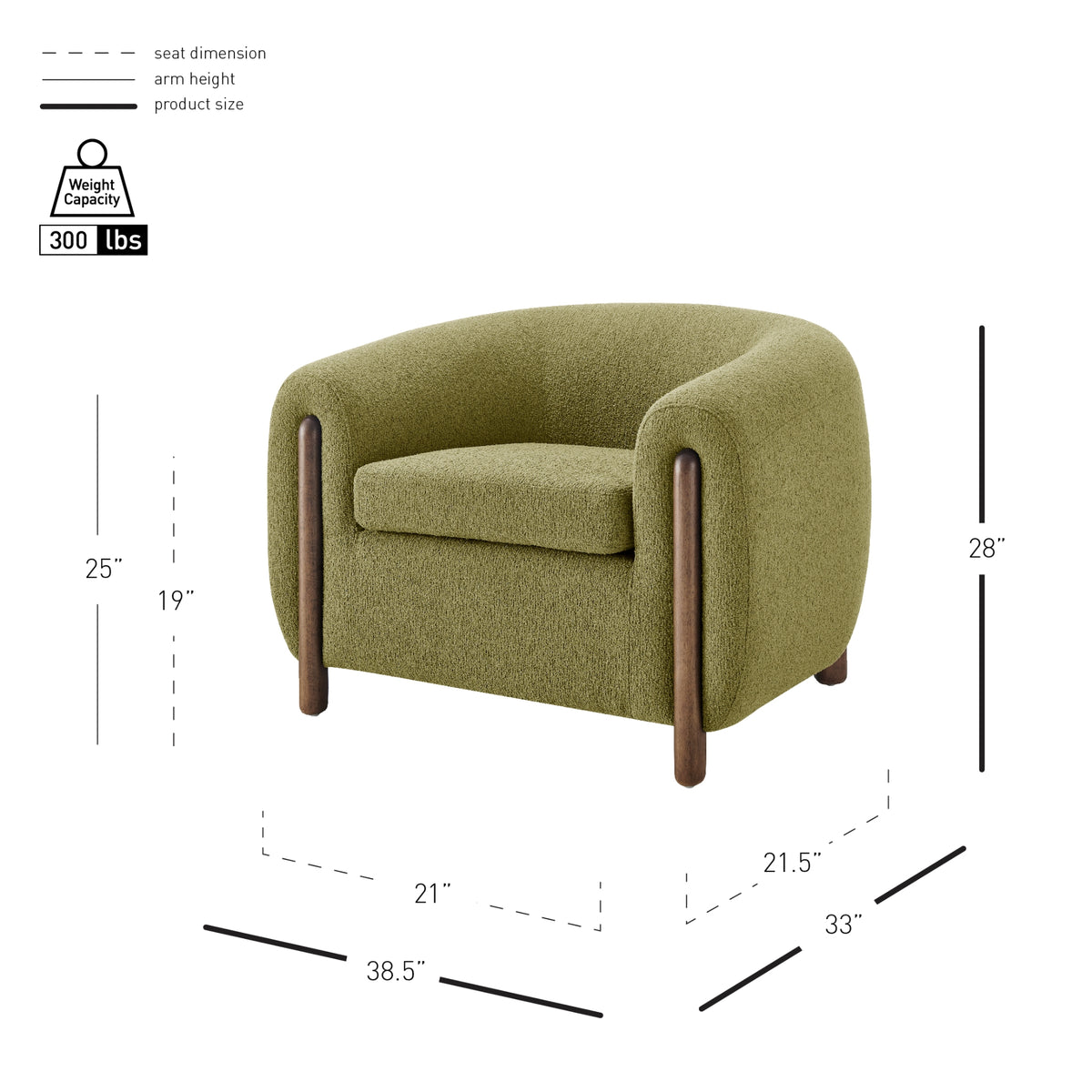 Cordelia Boucle Accent Arm Chair - Palladian Green - view 2