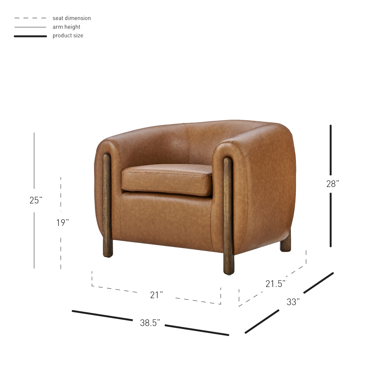 Cordelia Faux Leather Accent Arm Chair - Vintage Cider