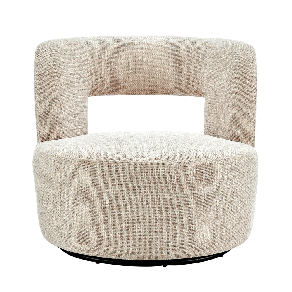 Jazzlyn Chenille Swivel Accent Chair - Grenada Cream - view 5