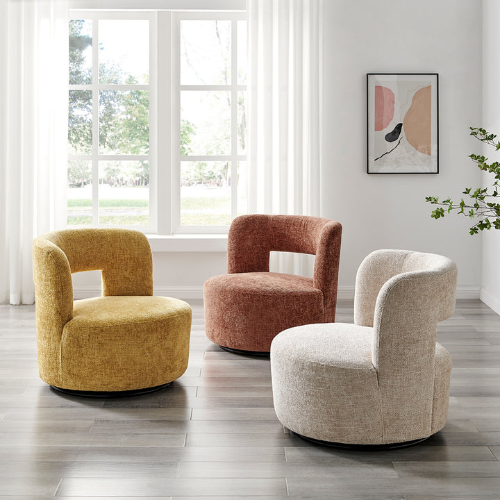 Jazzlyn Chenille Swivel Accent Chair - Grenada Cream - view 4