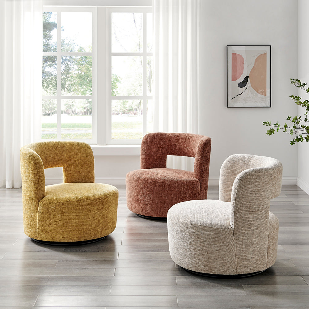 Jazzlyn Chenille Swivel Accent Chair - Grenada Cream - view 4