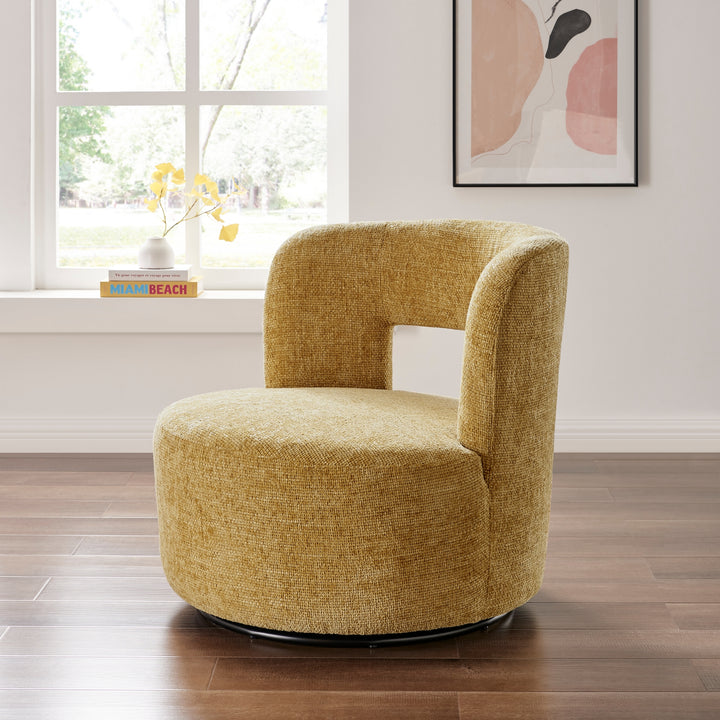 Jazzlyn Chenille Swivel Accent Chair - Grenada Mustard - view 3