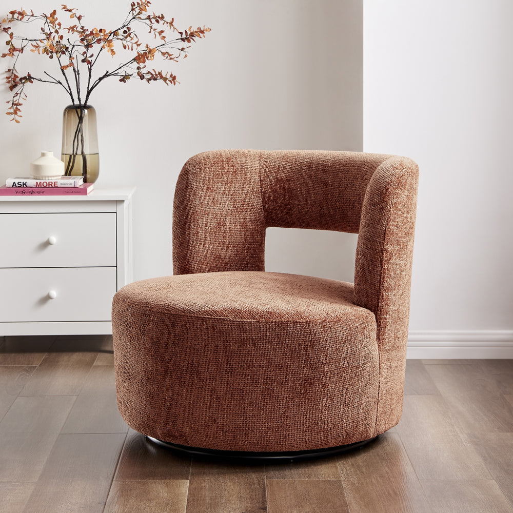 Jazzlyn Chenille Swivel Accent Chair - Grenada Terracotta - view 3
