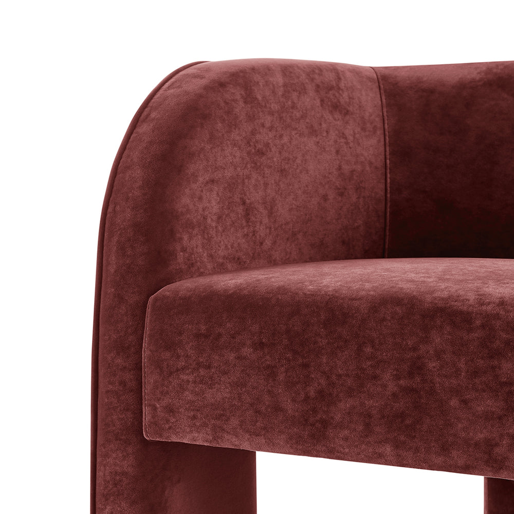 Matteo Velvet Accent Arm Chair - Dainty Maroon - view 11