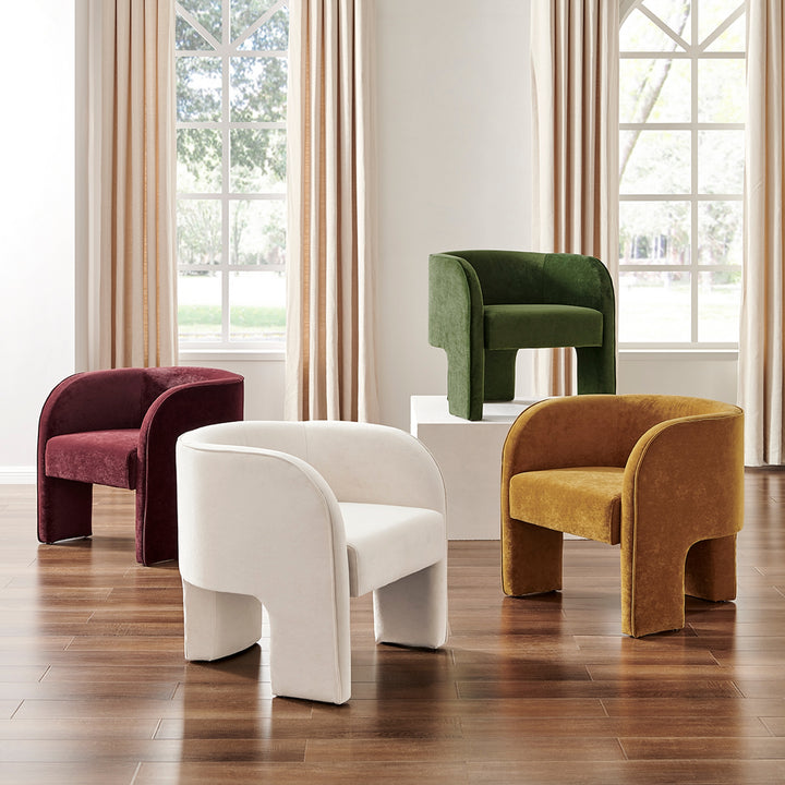Matteo Velvet Accent Arm Chair - Dainty Cream - view 4