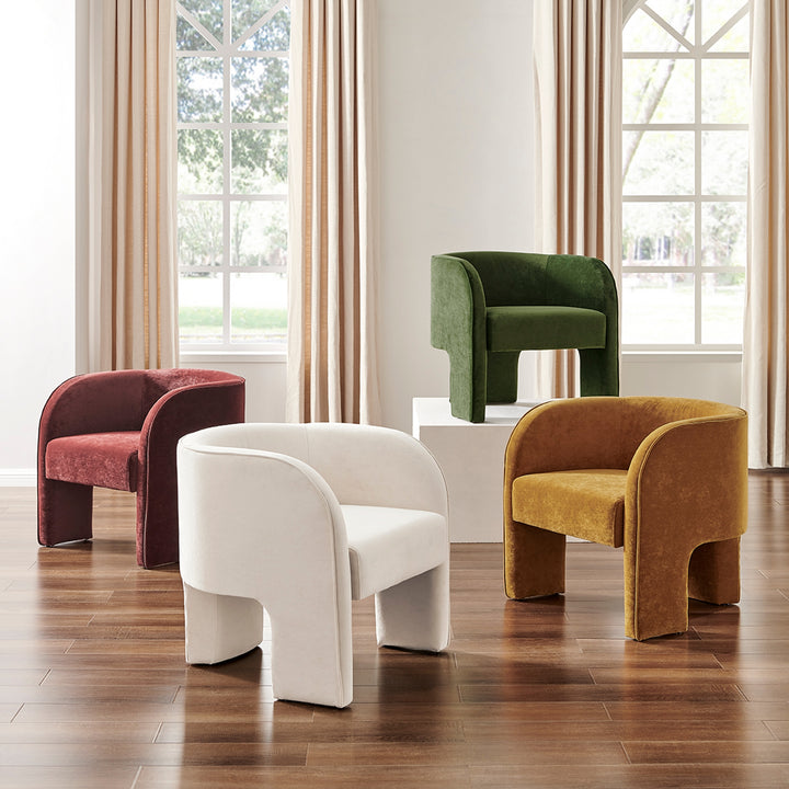 Matteo Velvet Accent Arm Chair - Dainty Maroon - view 4