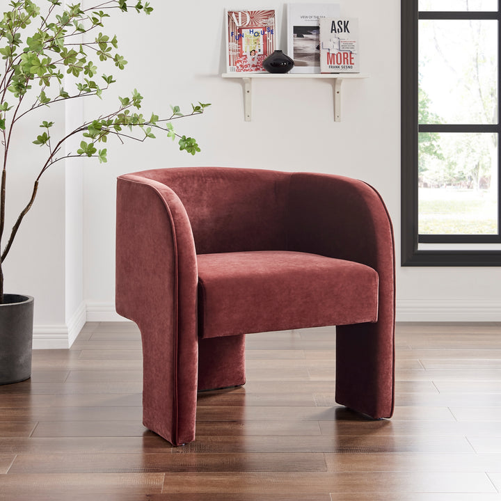 Matteo Velvet Accent Arm Chair - Dainty Maroon - view 3