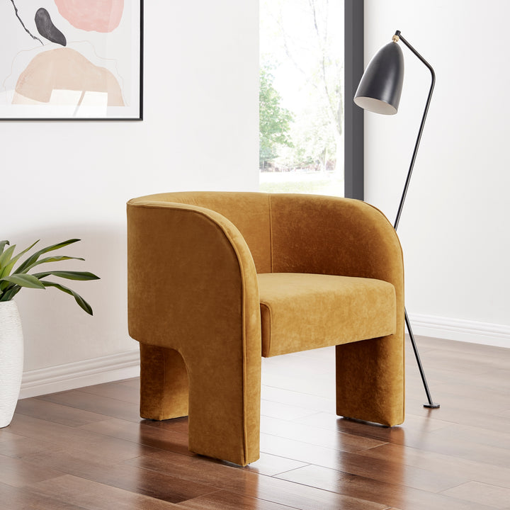 Matteo Velvet Accent Arm Chair - Dainty Caramel - view 3
