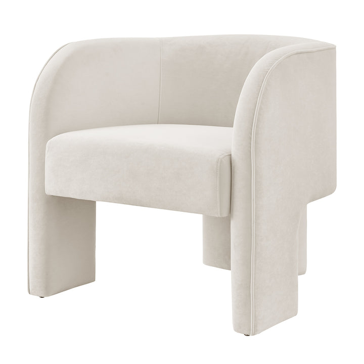 Matteo Velvet Accent Arm Chair - Dainty Cream