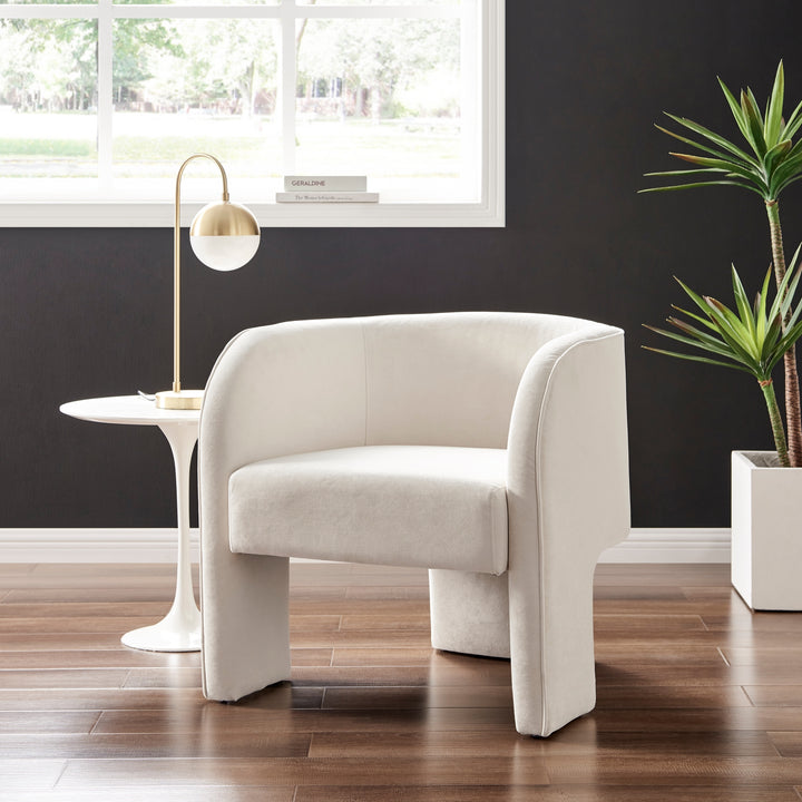 Matteo Velvet Accent Arm Chair - Dainty Cream - view 3