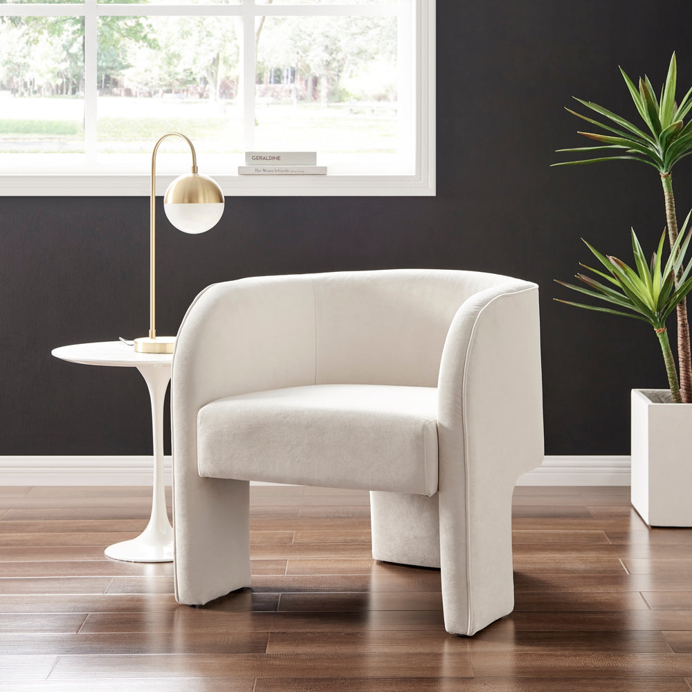 Matteo Velvet Accent Arm Chair - Dainty Cream - view 3