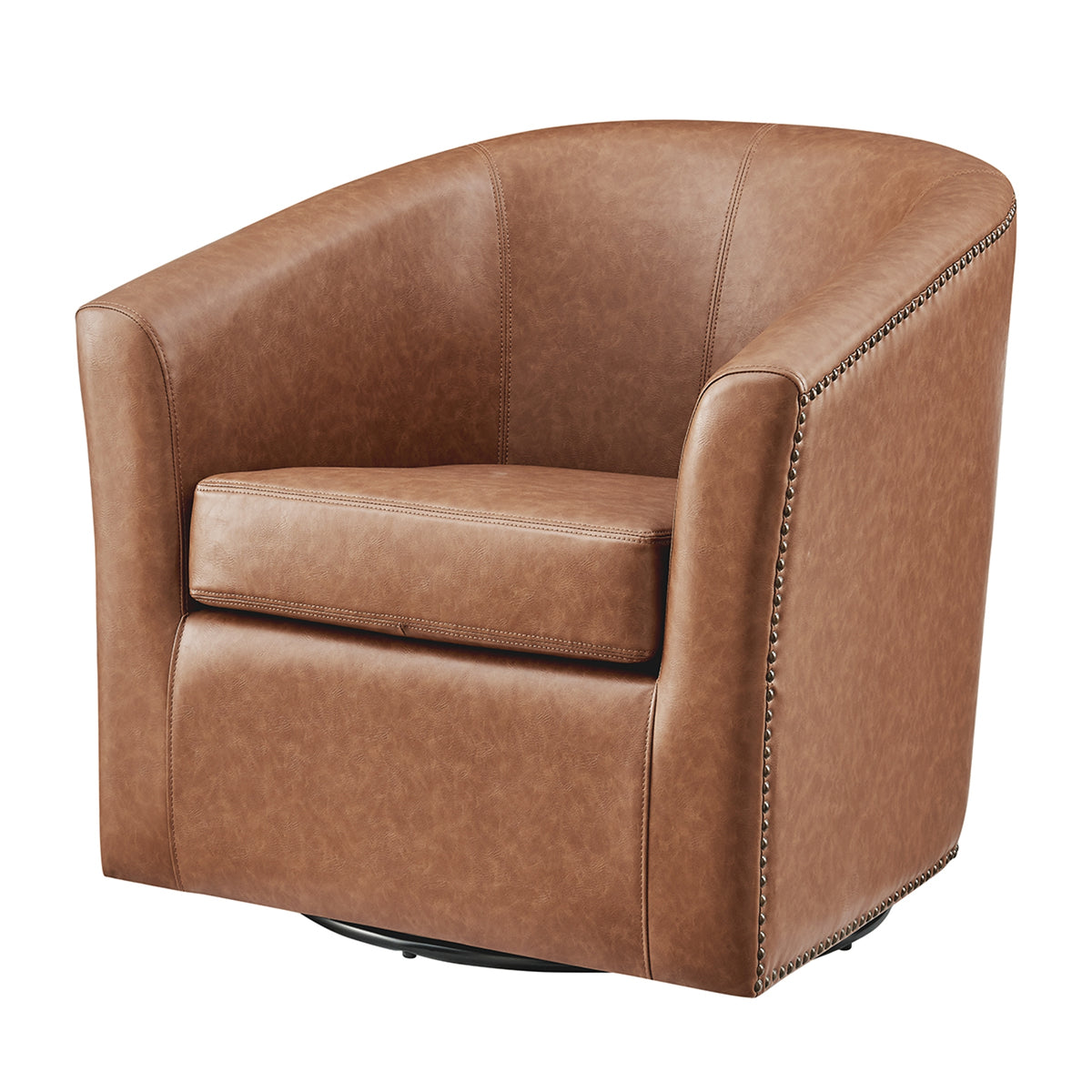 Ernest Faux Leather Swivel Accent Arm Chair - Vintage Cider