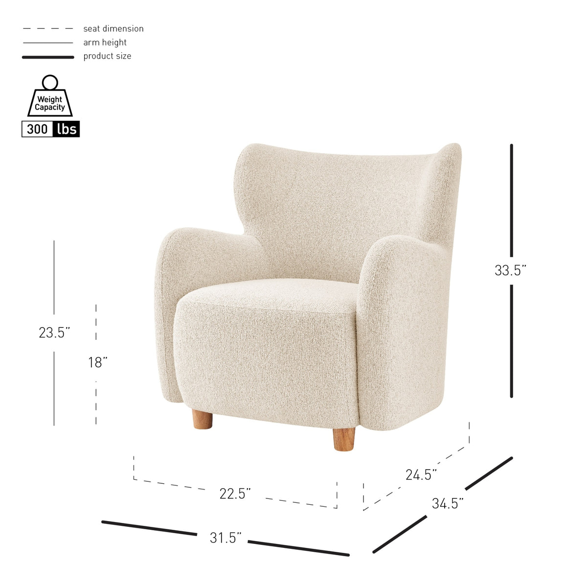 Tiffany Boucle Accent Arm Chair - Palladian Beige - view 2