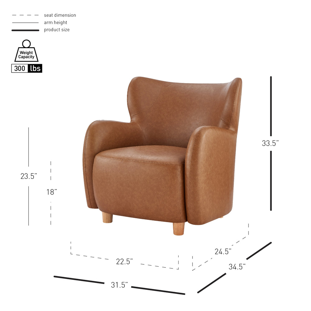 Tiffany Faux Leather Accent Arm Chair - Vintage Cider - view 2