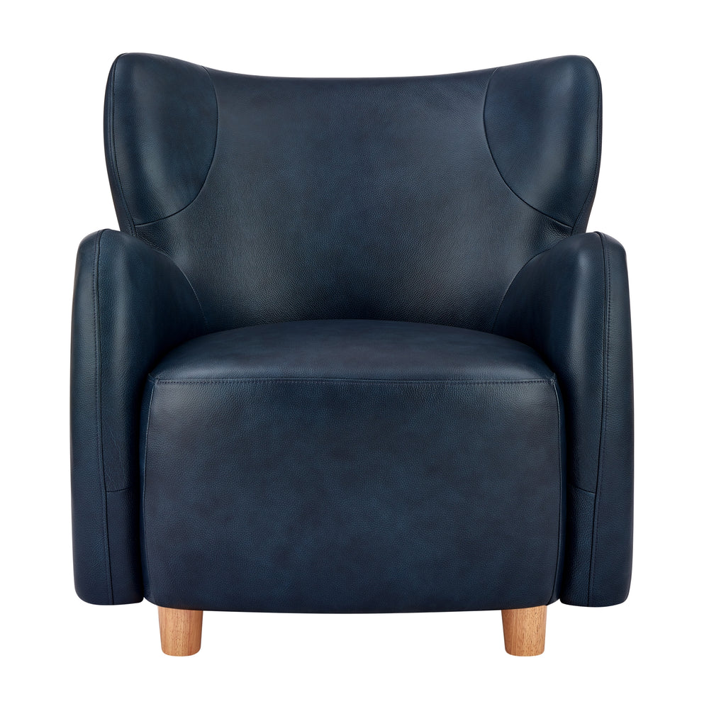 Tiffany Top Grain Leather Accent Arm Chair - Garrett Blue - view 4